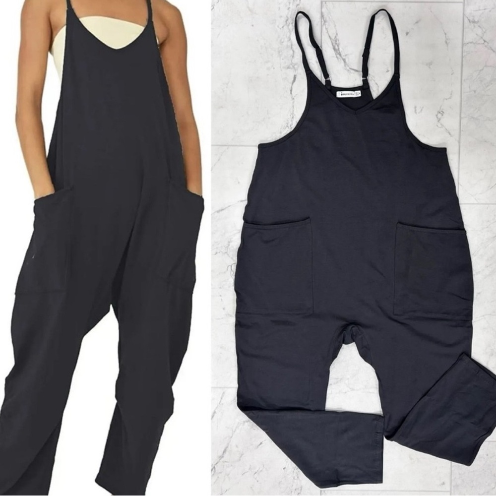 🆕SZM Charcoal Grey Harem Style V-Neck Jumpsuit NWT